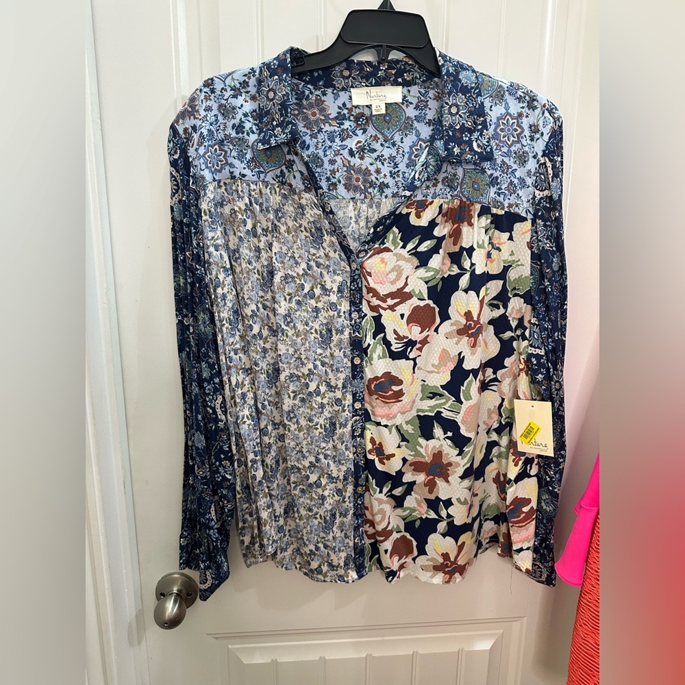 NWT Nurture by Multicolor Floral Button-Down Shirt Boho western cottagecore 2x